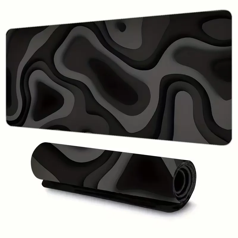Potdemiel Tapis de souris design motif d'art abstrait noir et gris tapis de