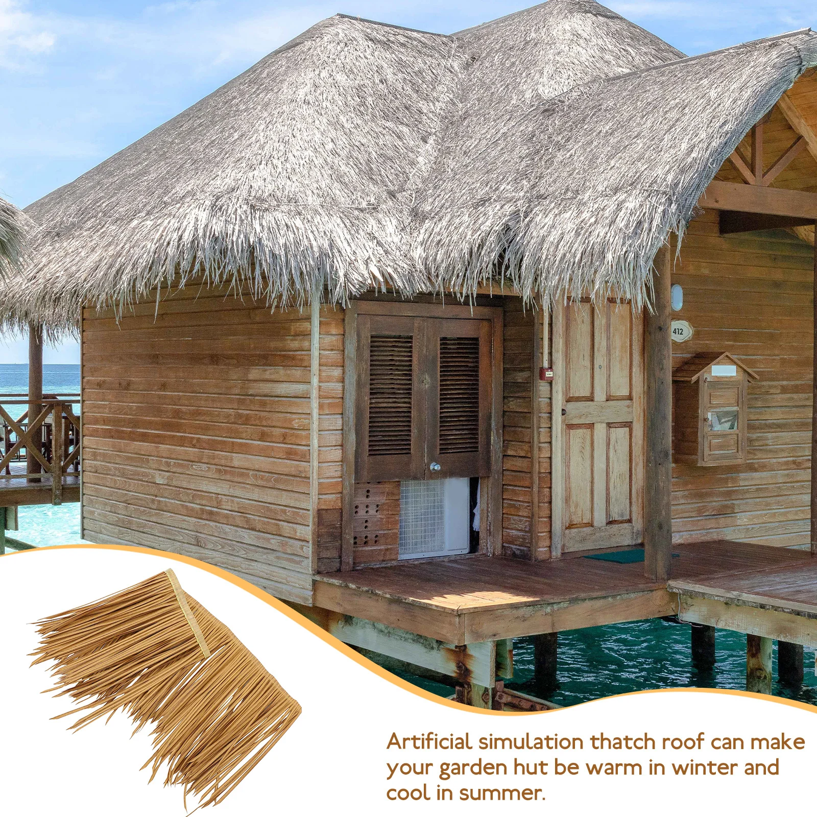 Simulation Thatch Roof Lightweight Artificial Straw Decor DIY Garden Patio Tropical Atmosphere No Maintenance Required