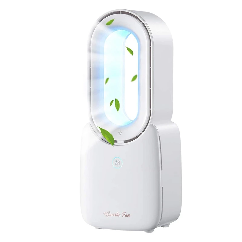 

Table Fan With LED Lights, Bladeless Fan Leafless Design Fan Portable Fan Rechargeable USB Desk Fan For Home & Office