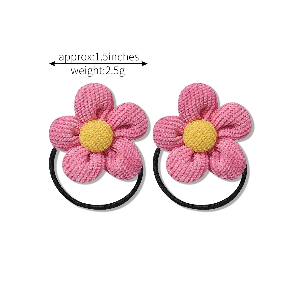 12Pcs/bag Girls Elastic Flower Hair Bands Sweet Hair Ties Children Ponytail Holder Rubber Band Headband Kids Hair Accessories