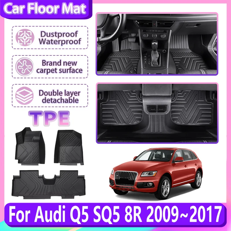

Для Audi Q5 SQ5 8R 2009 ~ 2017 LHD автомобильный напольный коврик против грязи, коврик из ТПЭ, водонепроницаемый защитный легко чистящийся ковер, автомобильные аксессуары