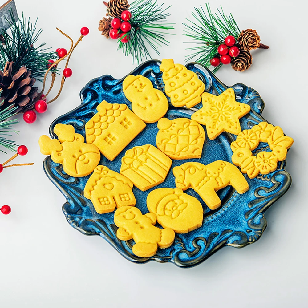 Cortadores de galletas de dibujos animados de Navidad, herramientas y accesorios de panadería DIY, cortadores de estampcookie