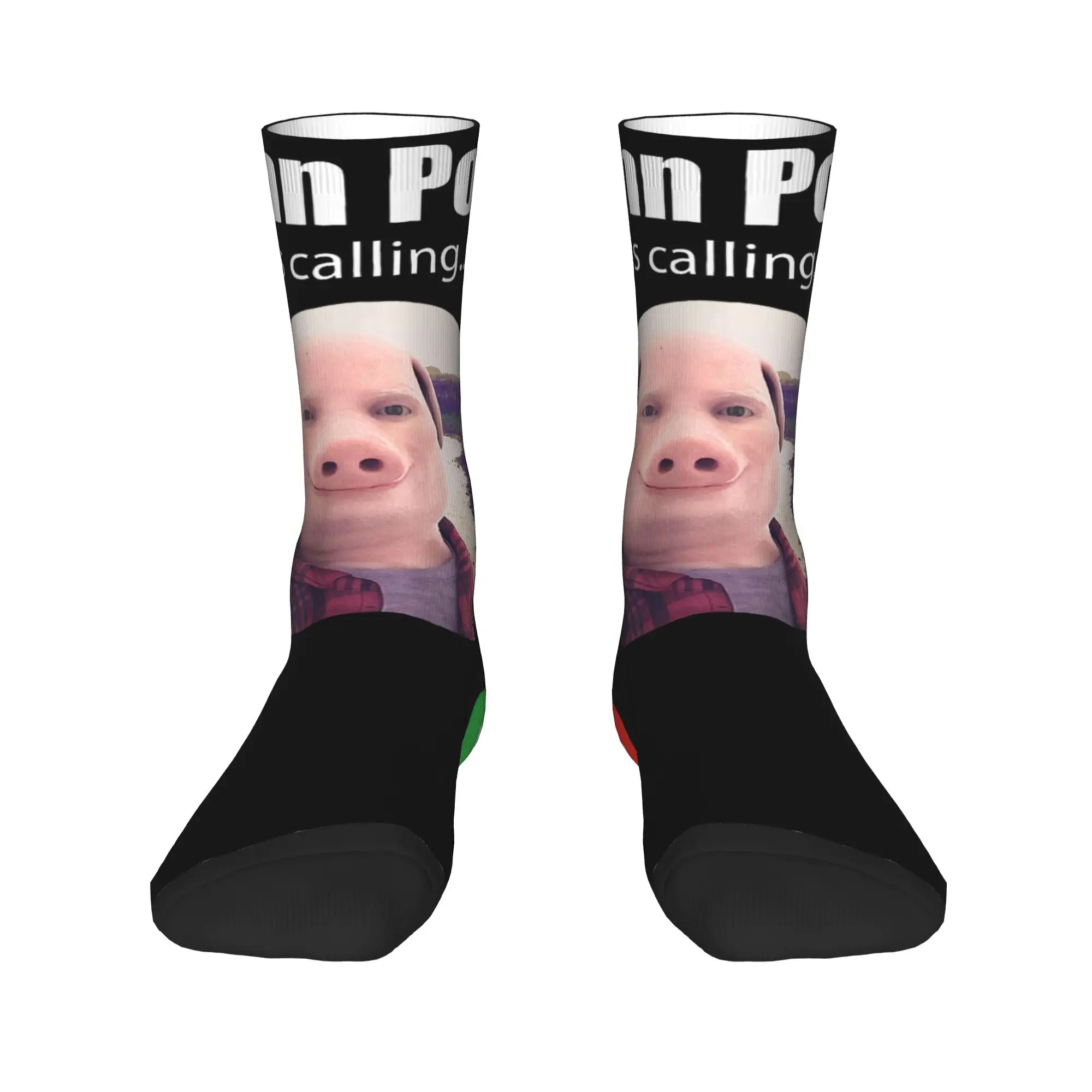 Classic Art Funny John Pork Is Calling Outfit Meme Socks Retro Stockings Autumn Anti Skid Men Socks Breathable Graphic Socks