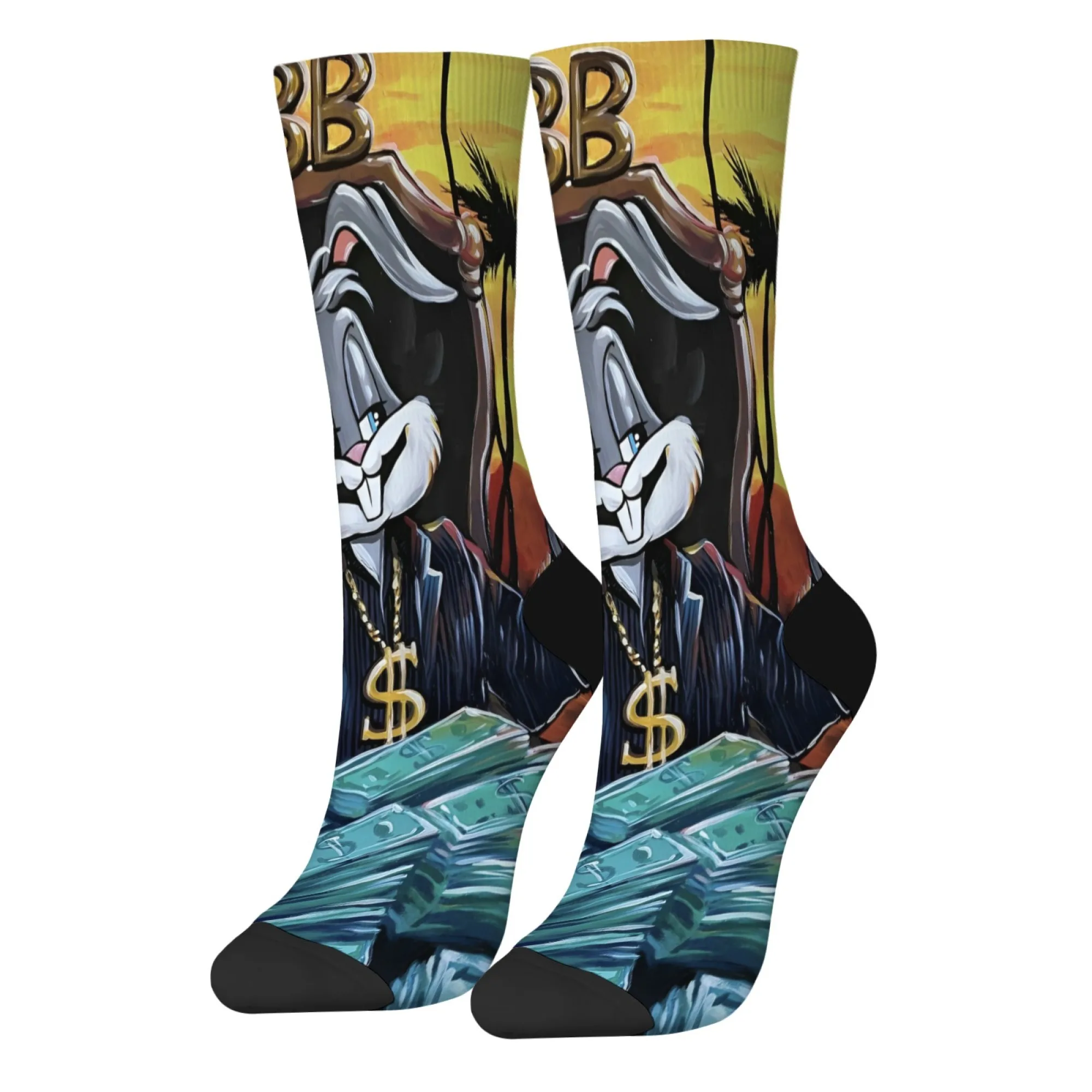 الهيب هوب الكرتون الأرنب رئيس نمط عارضة الرجال الجوارب مريحة للتنفس عدم الانزلاق الجوارب الجدة المتناثرة الرجعية طاقم الجوارب