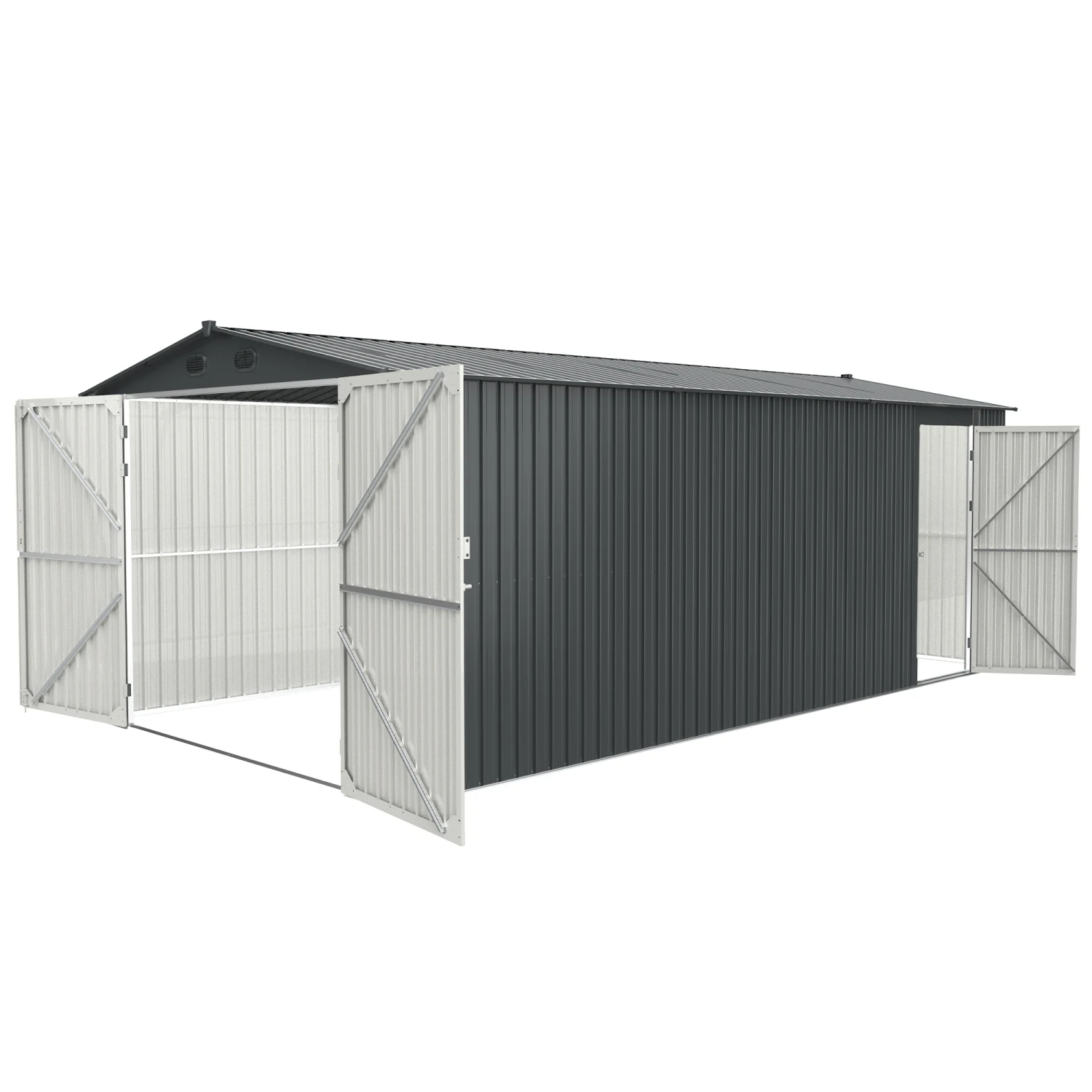 20x10FT Outdoor Storage Shed, Metal Garden Shed with 2 Doors and 4 Vents for Car, Truck, Bike, Garbage Can, Tool, Lawnmower