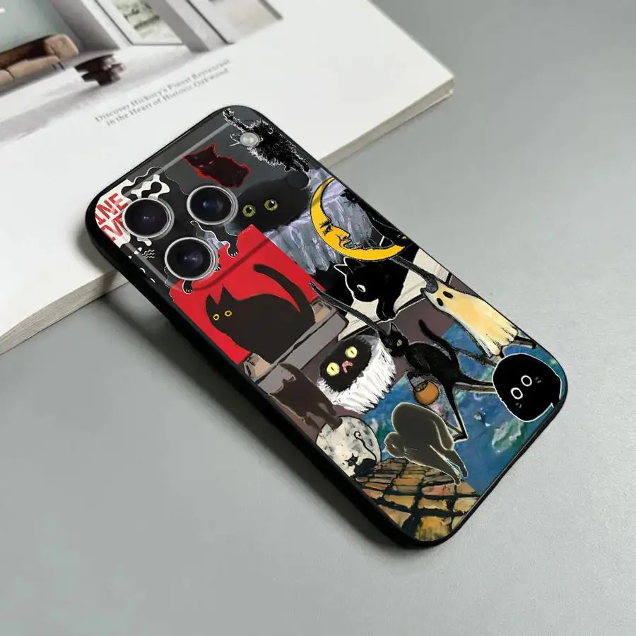 

New Cute Black Cat Funda Phone Cover Phone Case for Apple iPhone 17 Pro Max XR XS MAX 11 15 Pro 7 8 17e Air 16 12 14 13