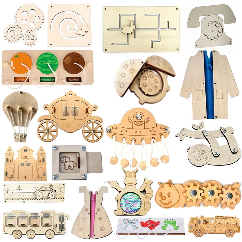 Busy Board Clothes Animal DIY Wooden Accessories Early Learning Toys Busy Board Matching Board Handmade Puzzle Educational Toys