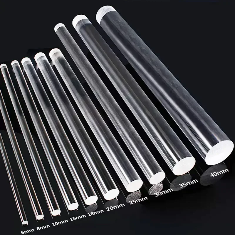 Transparent Acrylic Round Bar Plastic Plexiglass Solid Rod PMMA Organic Glass DIY Craft Architectural Model Material Guide Rod