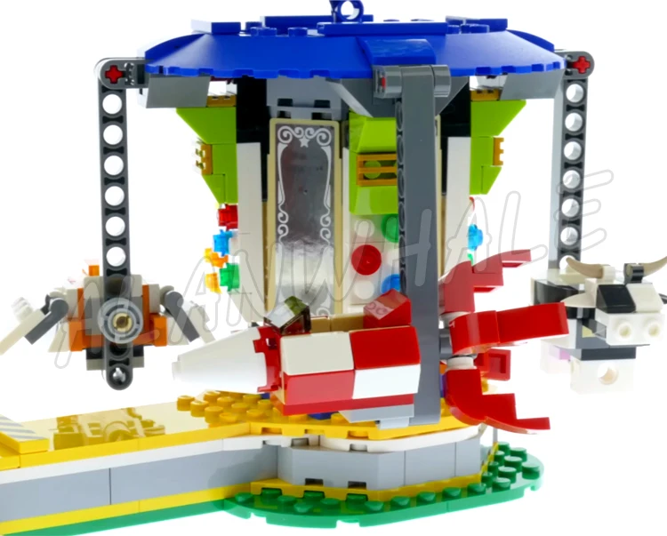 611pcs Creator 3 em 1 Fun Fair Carrossel Free Fall Ride Roda gigante 11399 Conjunto de blocos de construção compatível com modelo