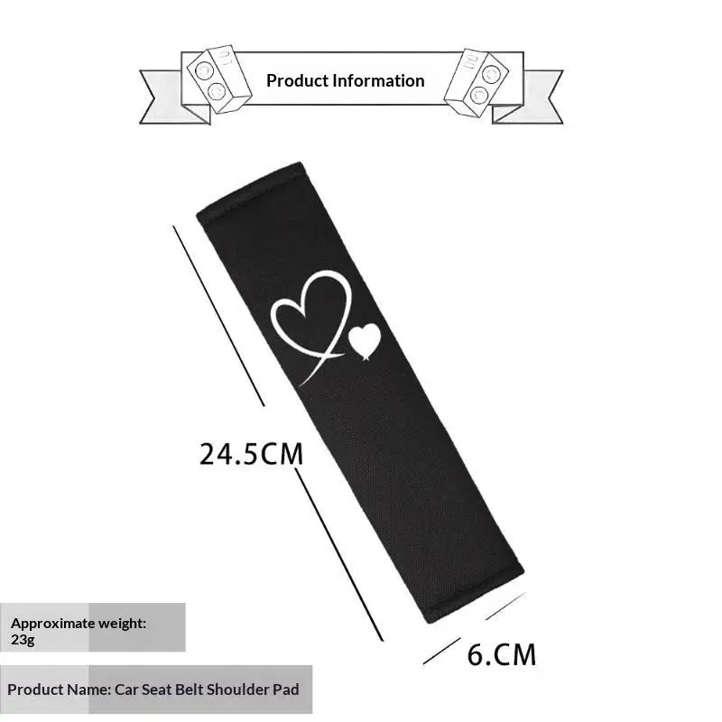 Heart-shaped Embroidered Car Seat Belt Shoulder Pads 1/2PCS Soft Breathable Cute Gift for Car Lovers Drivers