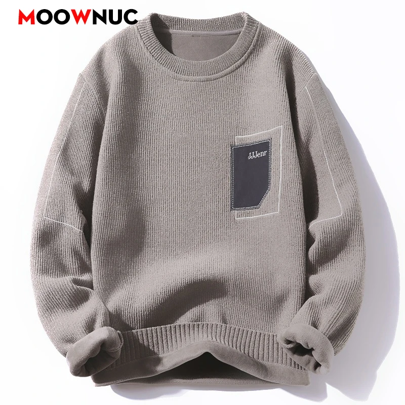 

Men's Solid Knit Pullover Sweater Warm Casual Fashion Streetwear for Spring Autumn Hombre Male Sweat-shirt Men Clothing New