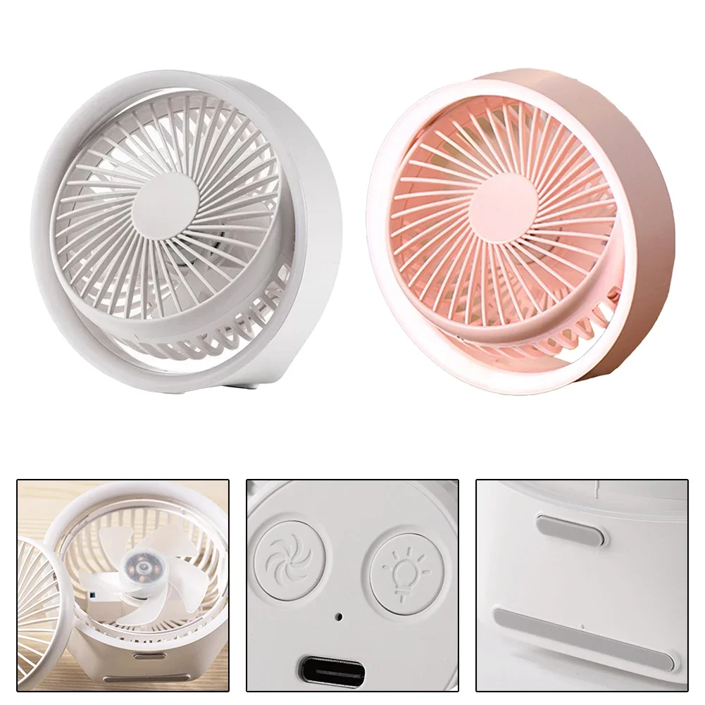 

Portable Desktop Fan Creative LED Cute Mute Chargeable Electric Fan Ceiling Fan Office Bedroom Summer 360° Rotate Table Fan