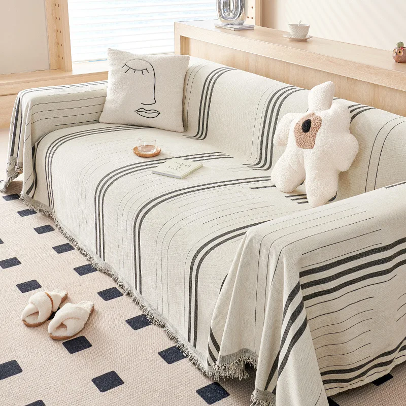 Nordic Line Chenille Sofa Cover Non Slip Cat Scratch Resistant Universal One Piece Sofa Blanket Furniture Home Textile