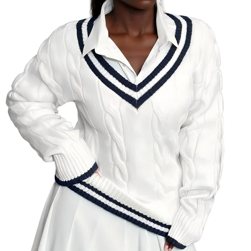 

New 2025 Women's Top Pullover V-Neck Long Sleeve Knitted Sweater Casual Everyday Pullover Fall Winter Regular Fit Fashion