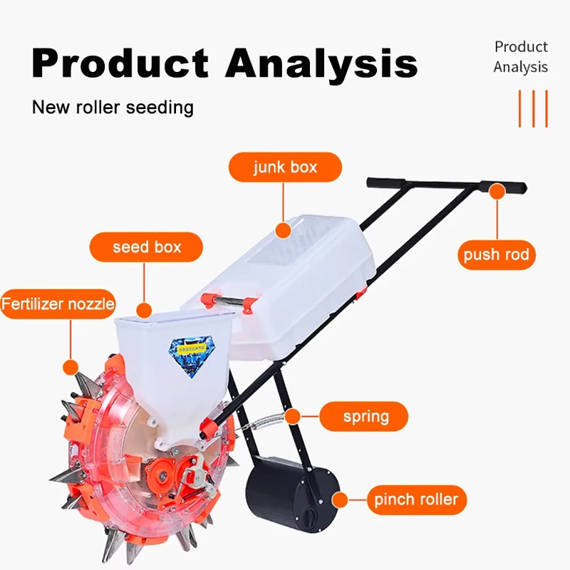 Communautés teur de maïs à rouleau à pousser à la main, roue roulante, semis de légumes, l'offre oir de blé, outil de plantation pour les dirigeants, maïs, arachide, soja