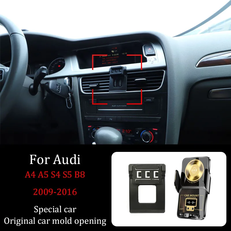 For Audi A4 A5 S4 S5 B8 2009-2016 Fixed Bracket Base Car Phone Holder Wireless Charger DIY Screen Projection Bracket Accessories