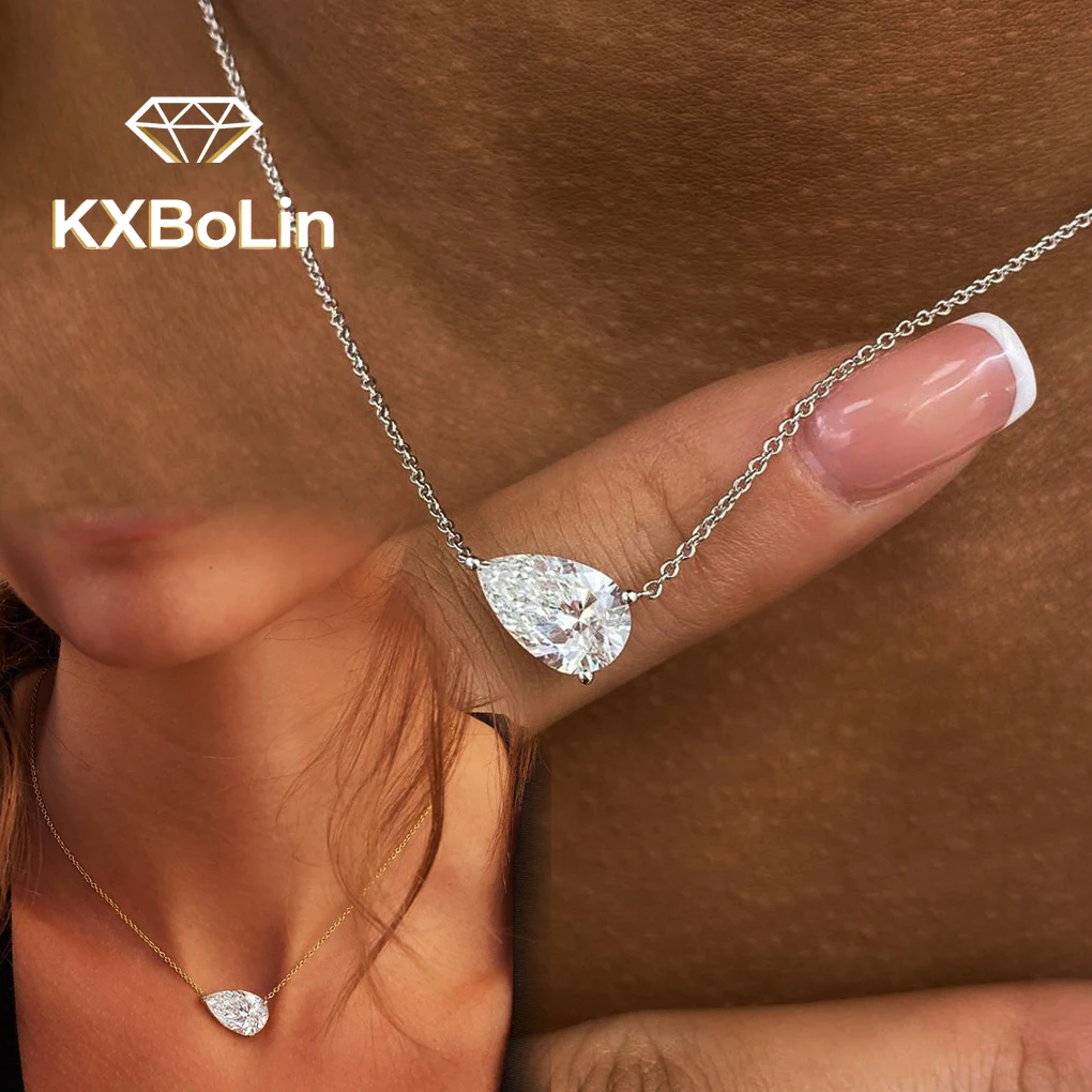 

Кулон-подвеска из муассанита в форме капли 1/3 карата для женщин, серебро 925 пробы, грушевидная огранка, лабораторный бриллиант, цепочка с сертификатом