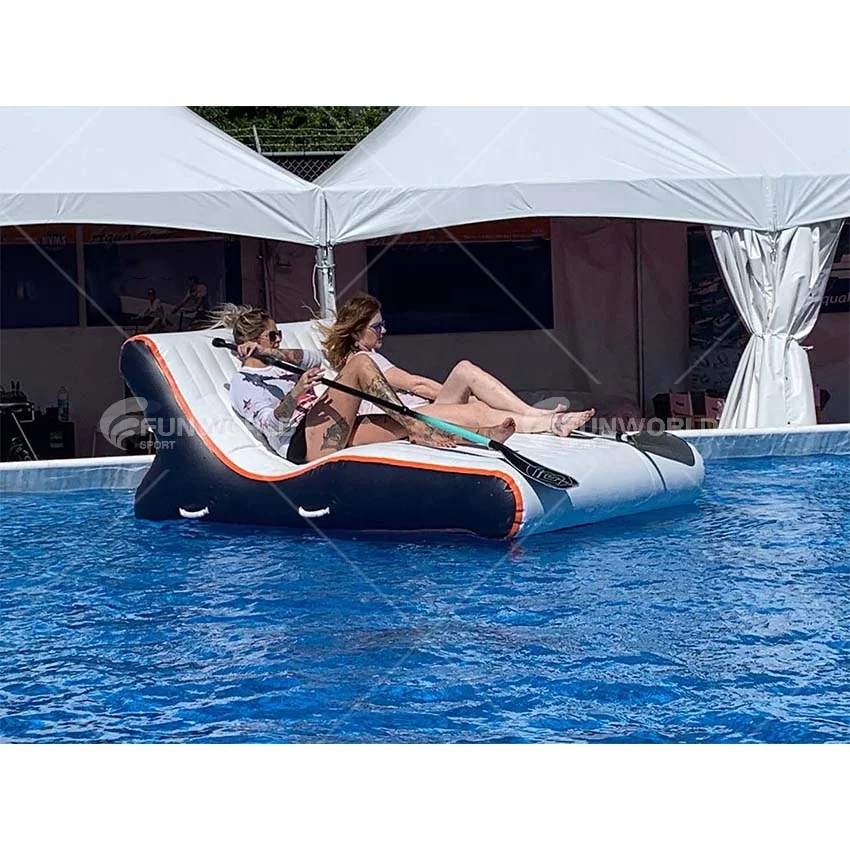 IFUNWOD New Design Boat Yacht Inflatable Floating Island Platform Bed Large Inflatable  Water Sofa