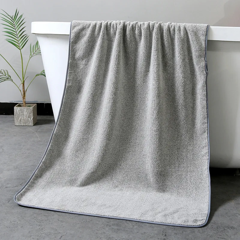 Bamboo Charcoal Coral Velvet Bath Towel For Adult Soft Absorbent Bamboo Carbon Fiber Household Bathroom Towel Sets SPORTS grey