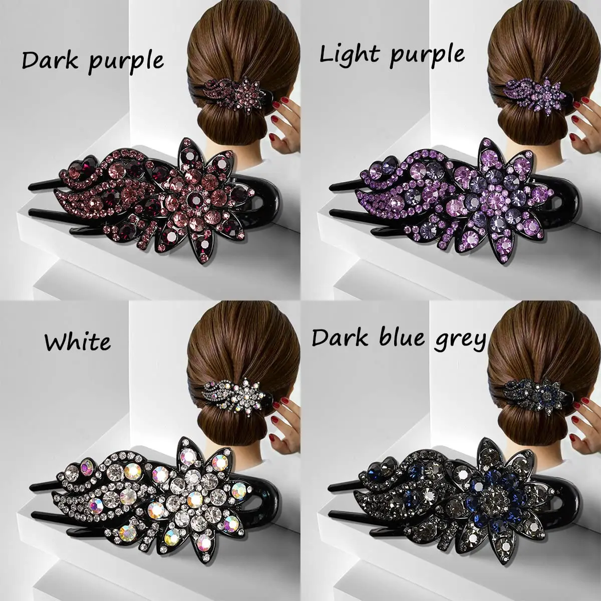 Balsamic elegant sparkly crystal flower decorative barrettes stylish hair combs for women and girls to wear