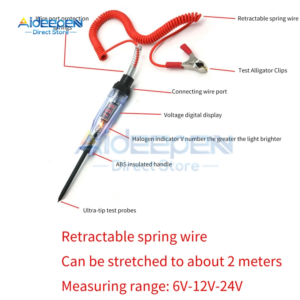 Car Truck Voltage Circuit Tester Auto 3V 6V 12V 24V 36V Tools Car Diagnostic Probe Test Pen Light Bulb Automobile Polarity Pen