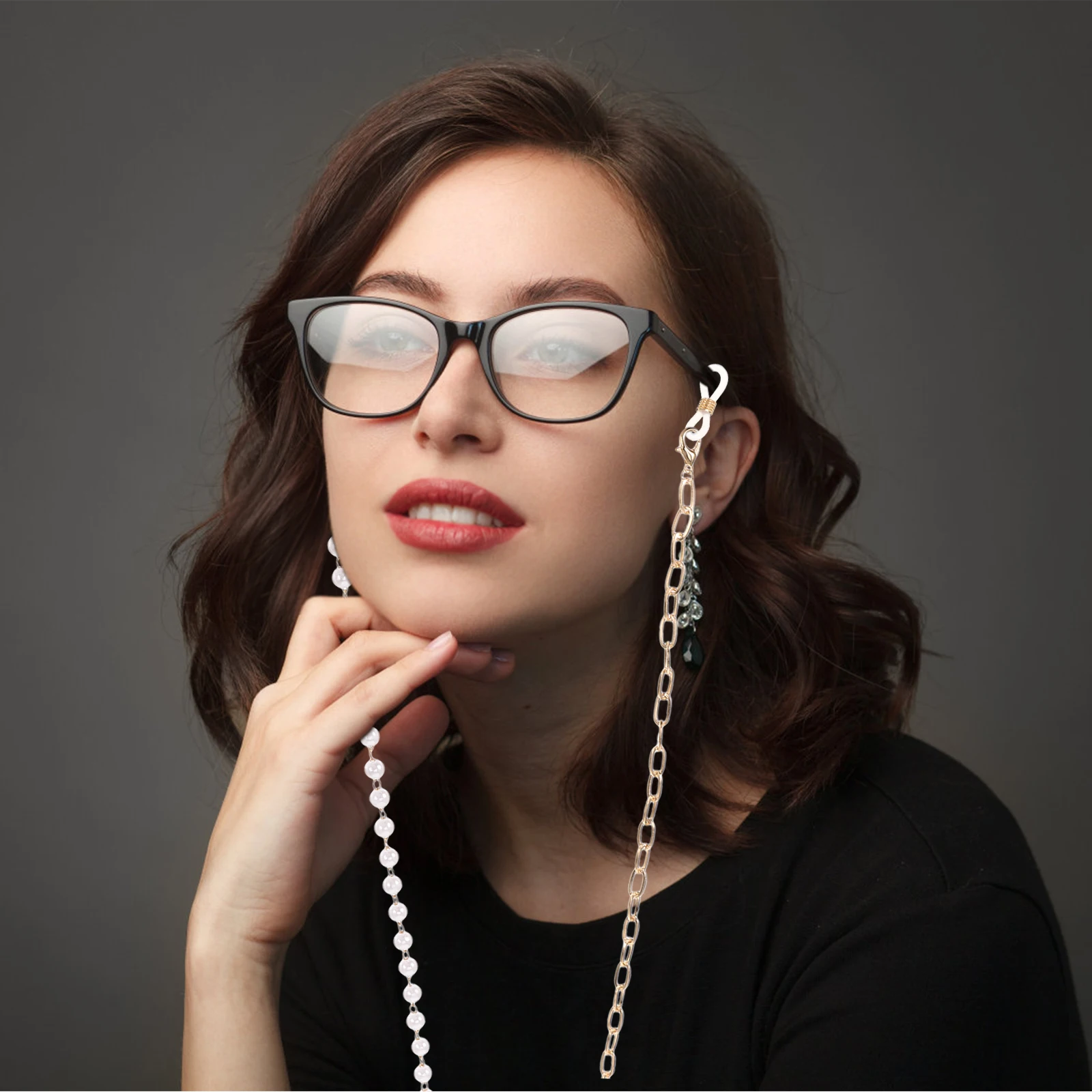 

2Pcs Pearl Eyeglass Chain NonSlip Glasses Strap Women Beaded Holder Masks Classic Style DailyWear