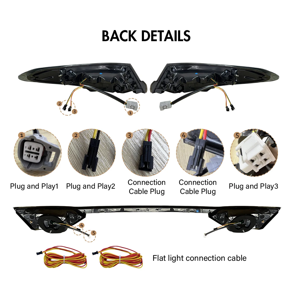 زوج سيارة الذيل ضوء الجمعية لتويوتا كامري 8th Gen 2018 2019 2020 2021 2022 2023 الفرامل الخلفية تشغيل ضوء الضوء الخلفي مصباح #6