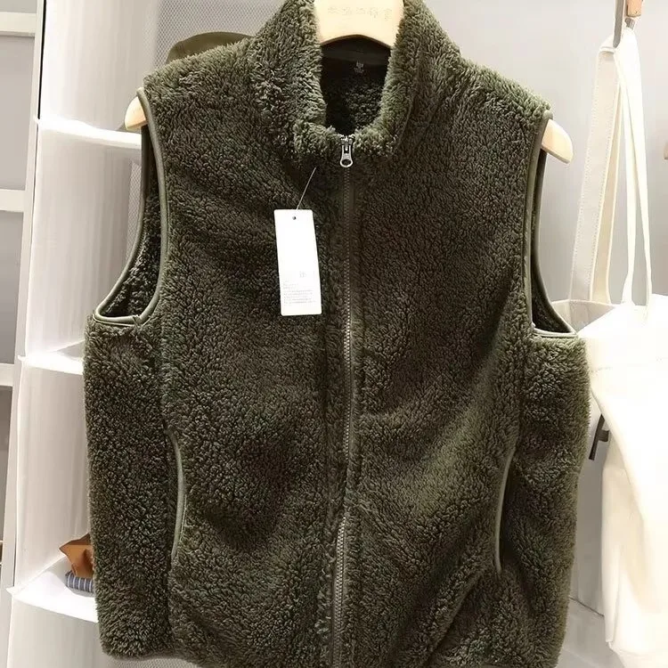 

2025 New Coral Fce Warm Vest Men's Loose Casual Collar oulder Pad Vest for Working Autumn Winter Faion Youth Trend