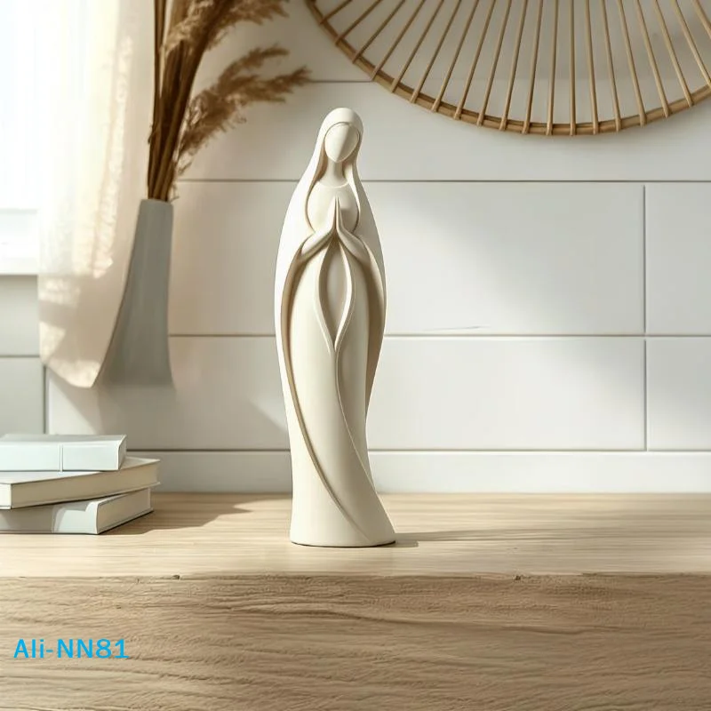 【N】3D Printed Praying Mary Statue Minimalist Blessed Mother Ornament Plastic Scratch Resistant