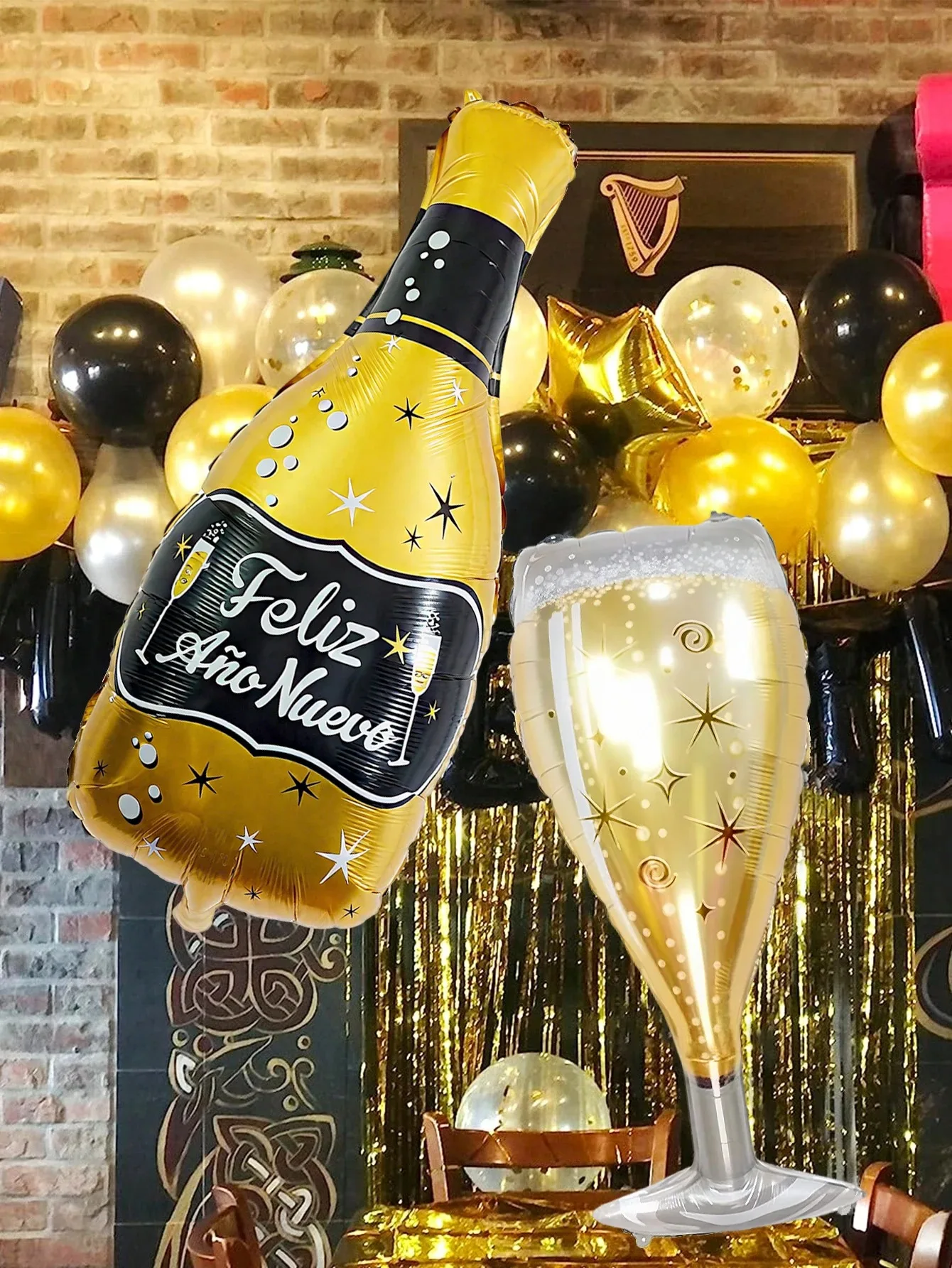2 قطعة بالونات زجاجات النبيذ الاسبانية للعام الجديد ، عيد الميلاد ، حفلة رأس السنة 2026 ، حفلة عيد الميلاد ، هدايا تزيين الدعائم للاحتفال
