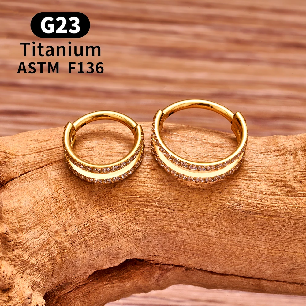 ASTM F136 Titanium 16G Hinged Nose Ring CZ Septum Clicker Cartilage Hoop Earrings Tragus Rook Daith Conch Helix Piercing Jewelry