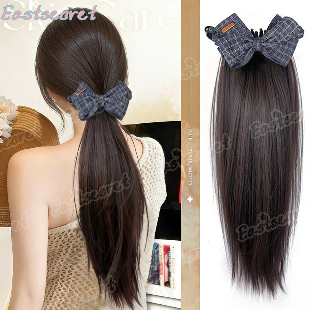 

Синтетический накладной хвост-шиньон EAST: длинный прямой хвост-банан, цельный, натуральный, пышный, аксессуар для волос