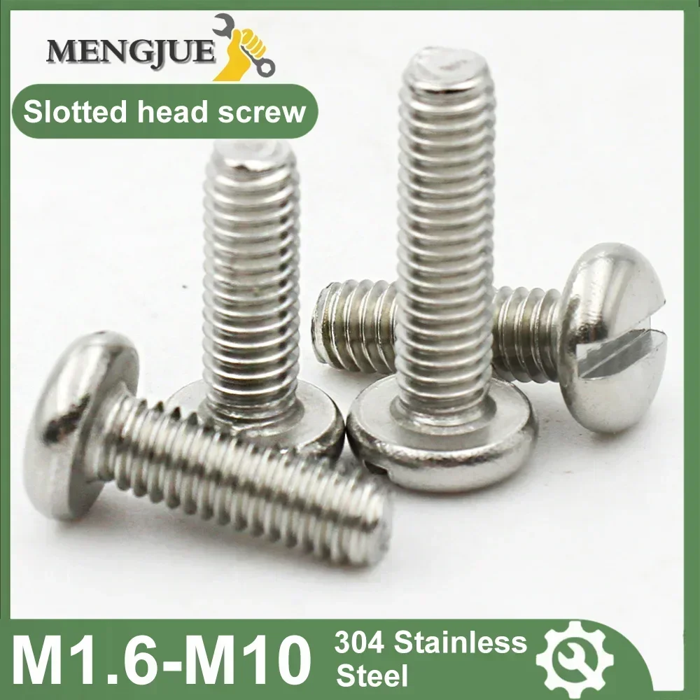 5-50pcs 304 A2-70 Stainless Steel M1.6 M2 M2.5 M3 M4 M5 M6 M8 M10 Slotted Round Head Slot Column Round Cheese Head Screw Bolt