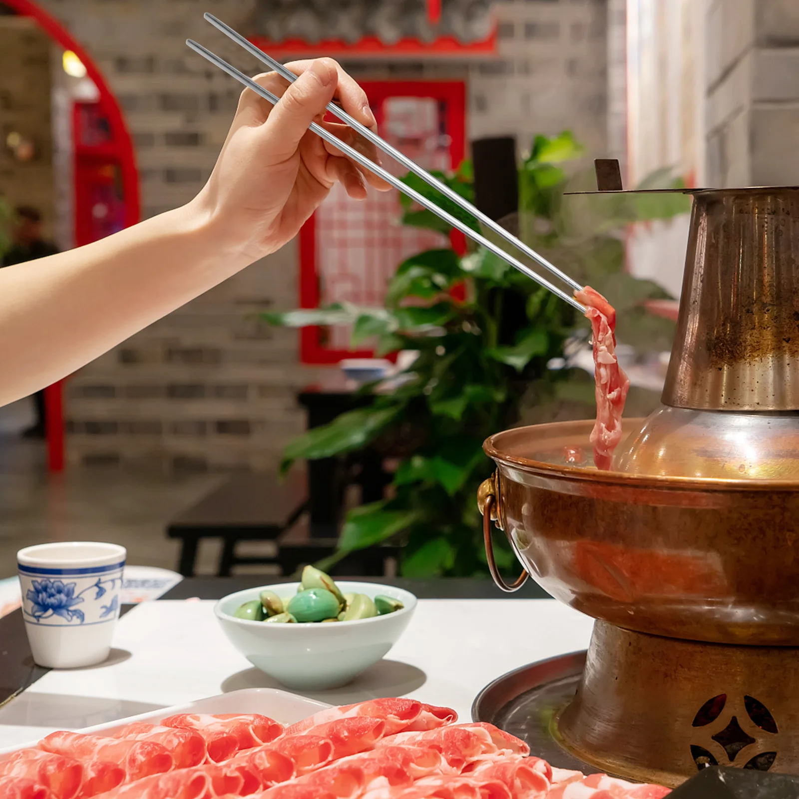 

2Pairs Long Chopsticks for Cooking Stainless Steel Anti-Scalding Frying Noodle Hot Pot Tableware 38Cm Corrosion Resistant