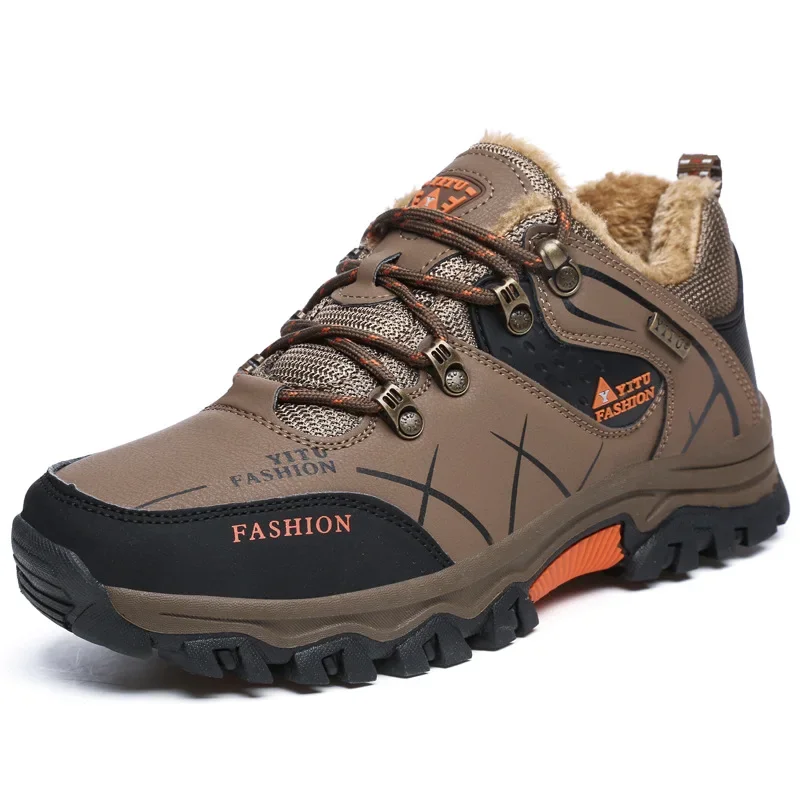 Marca masculina inverno sapatos casuais tênis de couro à prova dwaterproof água ao ar livre dos homens caminhadas sapatos de trabalho inverno antiderrapante caminhadas tênis