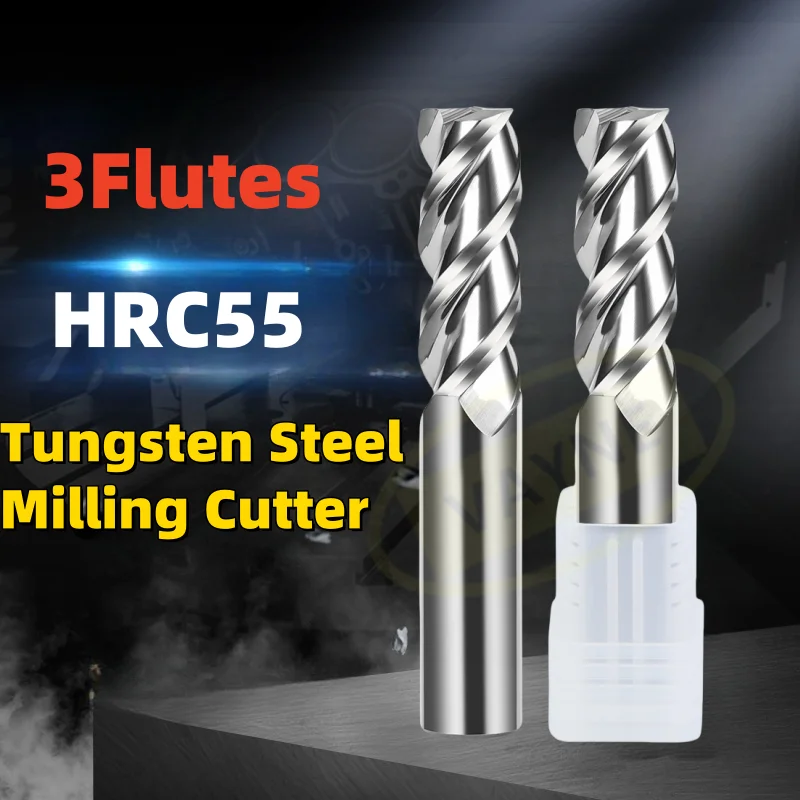 

1PCS 1-20 HRC55 CNC 3Flute Milling Cutter Tungsten Steel Bit Carbide Flat End Mill For Maching Endmill Tool for aluminum