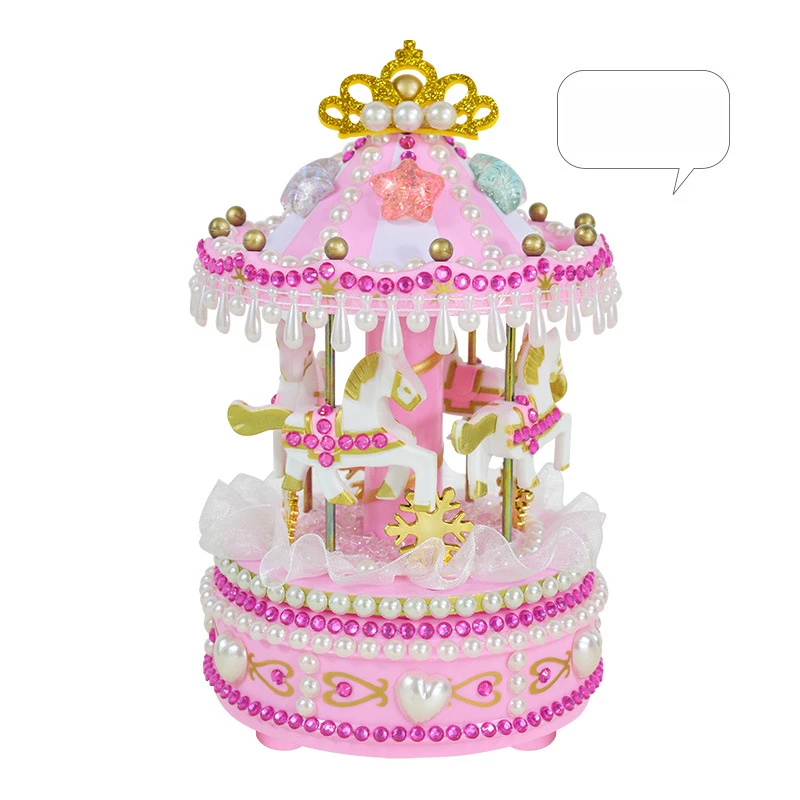 Children's Handmade Creative DIY Luminous Music Box Carousel Birthday Gift Educational Toy Gift Material Package