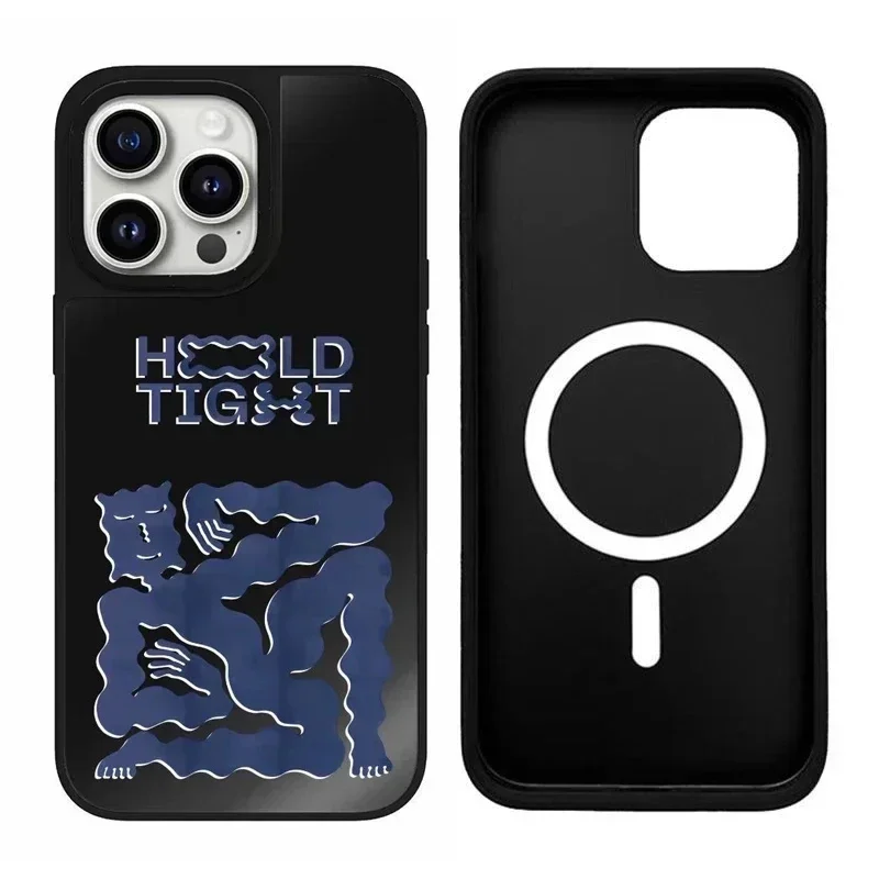 Black Mirror Surface Street Graffiti iPhone 11 12 13 14 15 Pro Max Case - Protective iPhone Case with MagSafe