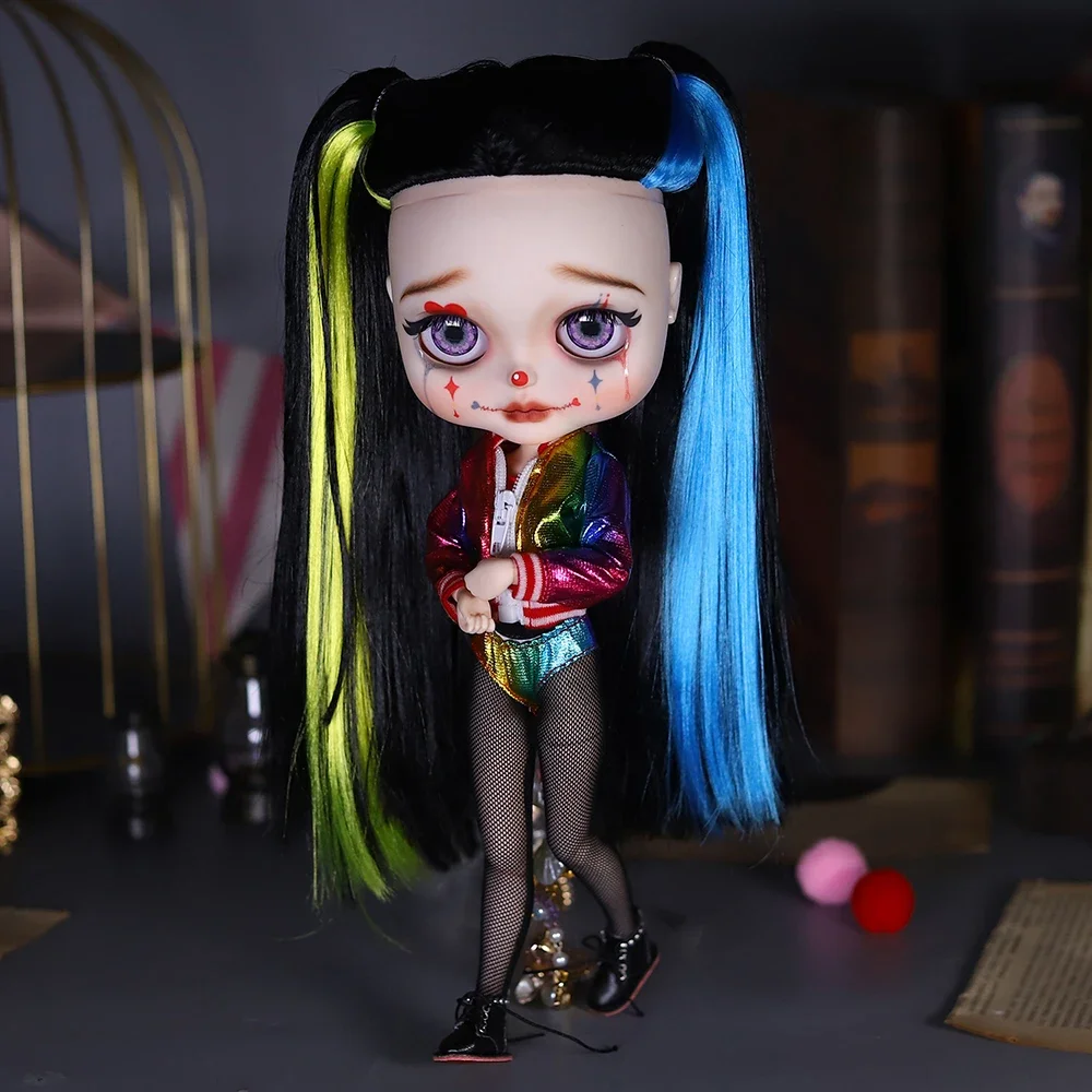 

ICY DBS Blyth Doll Circus Clown Joker Hand-Painted Wacky Makeup Fair Skin Matte Face 30cm Doll Girl Festival Gift Birthday Gift