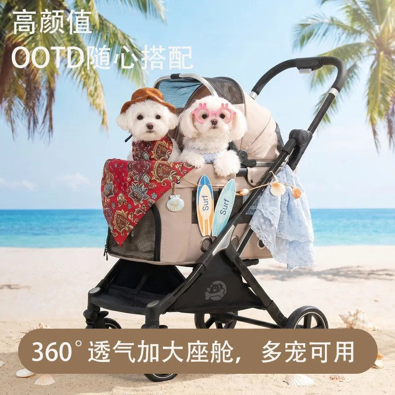 Lightweight One‑Click Folding Pet Stroller Portable Travel Cart For Dog Cat Outdoor Walking Daily Pet Carrier