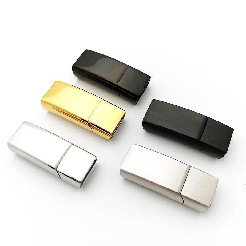20Pcs 12x6mm Stainless Steel Magnetic Buckle Leather Rope Bracelet Accessories Fashion Jewelry DIY Craft Supplies