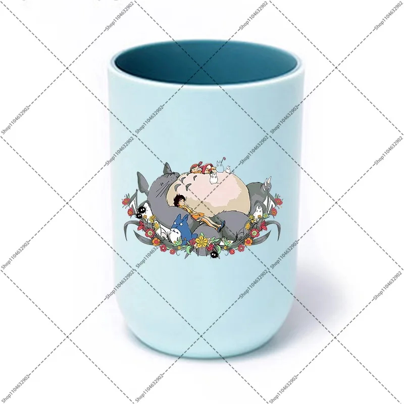 Totoro Toothbrush Cups Cartoon Anime Pattern Unisex Tooth Cup Trvel Portable Family Simple Couple Water Bottles Party Gifts New view 5