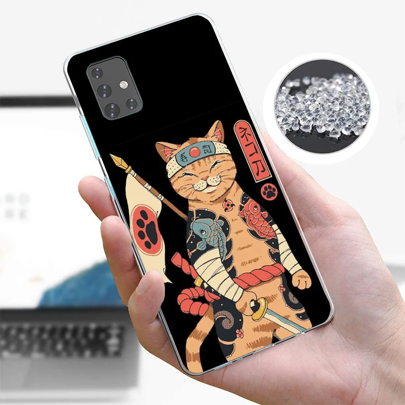 Ramen Sushi Samurai Tattoo Cat Phone Case For Samsung Galaxy A51 A41 A31 A21S A11 A01 A71 A50S A40 A30 A20S A10S A6 A7 A8 A9 Pri