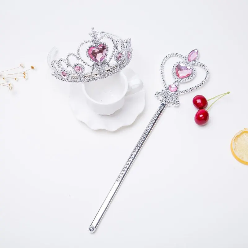 6pcs Rhinestone Tiara Crown and Magic Wand With Glitter Crystal Head Hoop Jewelry Hair Accessories For Girls Teens Birthday Gift