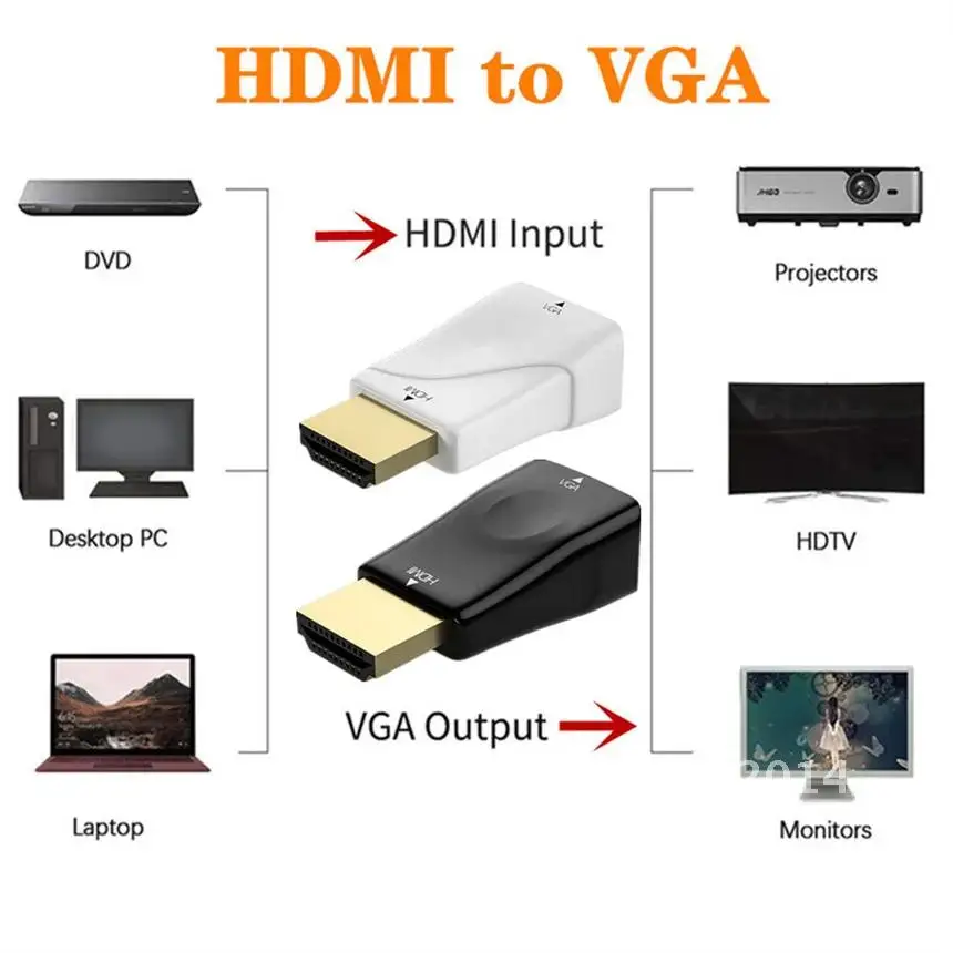 

1/2 VGA Output PC Converter Connector Laptop Set-Top Box Game Console Gadgets HD 1080P HDMI-Compatible To VGA Adapter