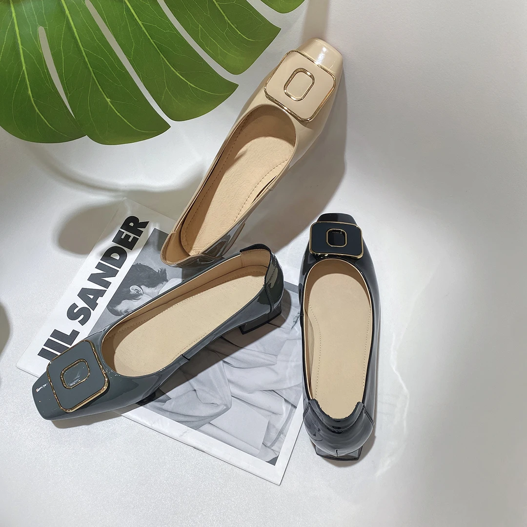 

Ele Comfortable Leather oes 2022, весна-лето, квадратная головка, женский каблук на низком каблуке, модные для поездок на работу