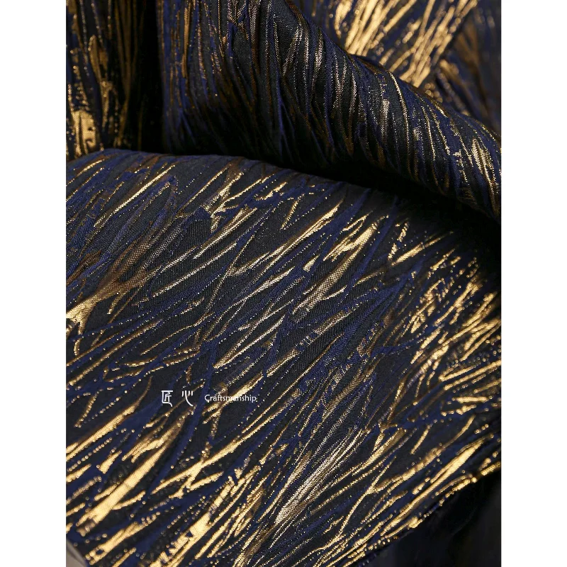 Jacquard Fabric Dark Blue Messy Threads Heavy Texture Embossed Clothing Diy Apparel Sewing Fabric Per Meter Polyester Material