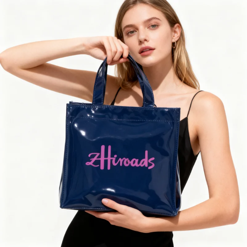 

Fashion Navy Blue PVC Patent ZHiroads Tote - Women's Eye-Catching Handbag for Daily Life, Shopping & Fashion