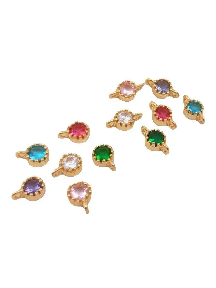 

14K Gold Color Plated Set 3A color zirconium pendant single zircon pendant DIY bracelet earrings accessories materials