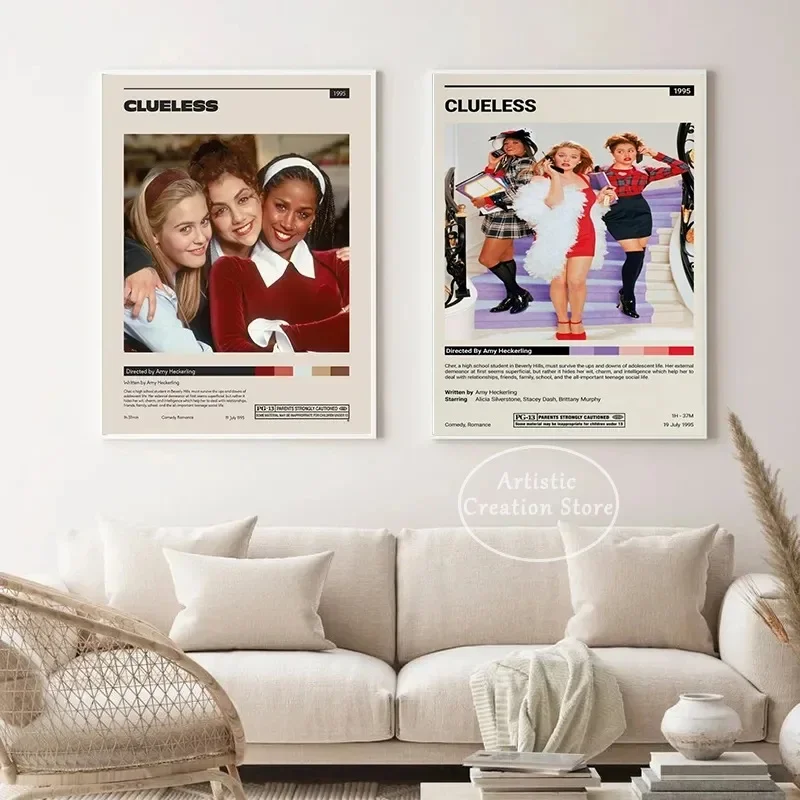 Canvas Painting Pictures Clueless Movie Posters and Prints Amy Heckerling Vintage Classic Film Art Bedroom Theater Home Decor